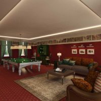 The idea of ​​a light billiard room decor picture