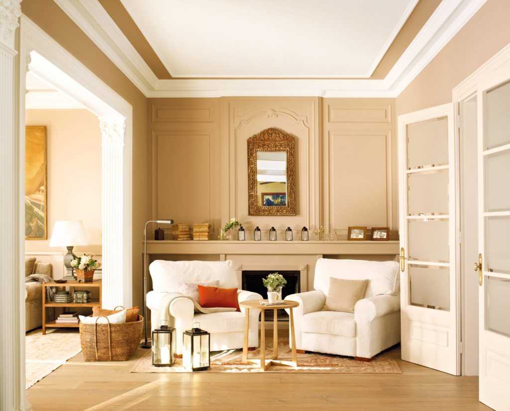the idea of ​​an unusual beige color in the interior of the room