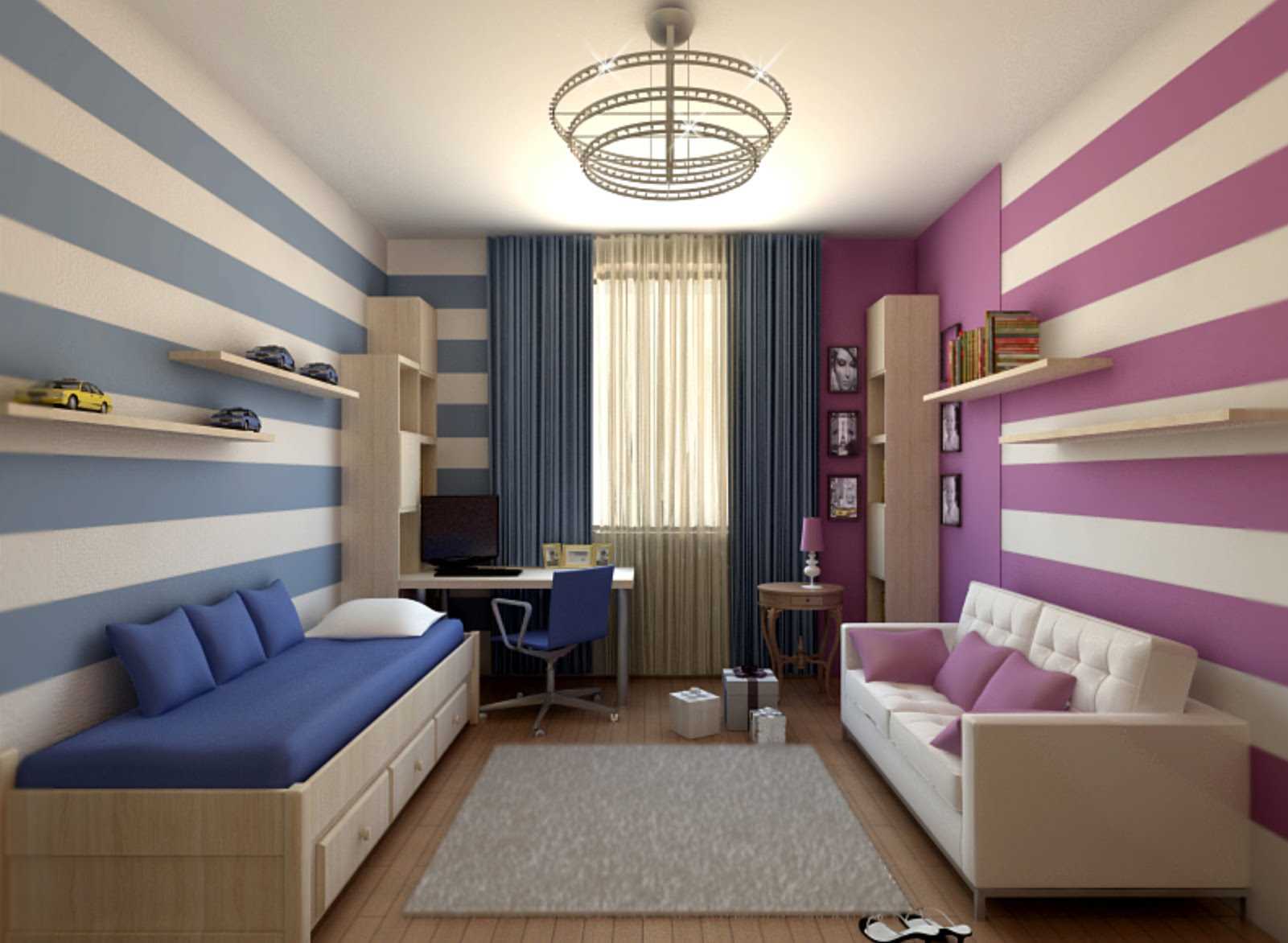 version of the unusual style of a children's room for a girl of 12 sq.m