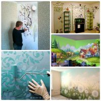 the idea of ​​a beautiful design of a house with a wall painting photo
