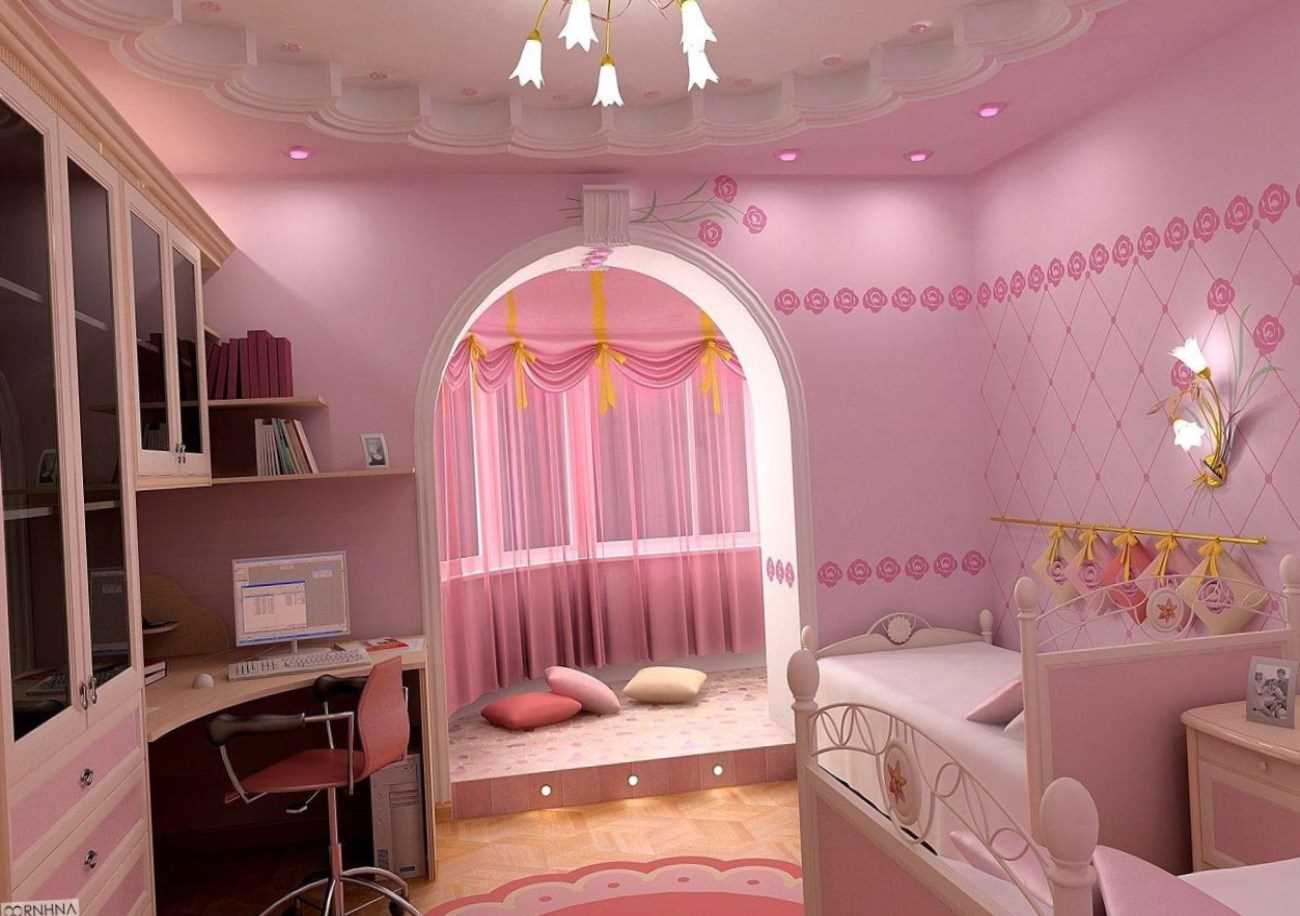option for a bright interior for a children's room for two girls