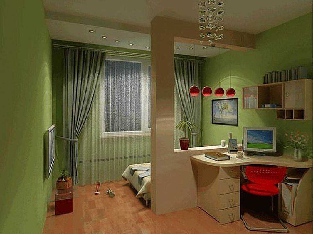 idea of ​​unusual design of a small dorm room