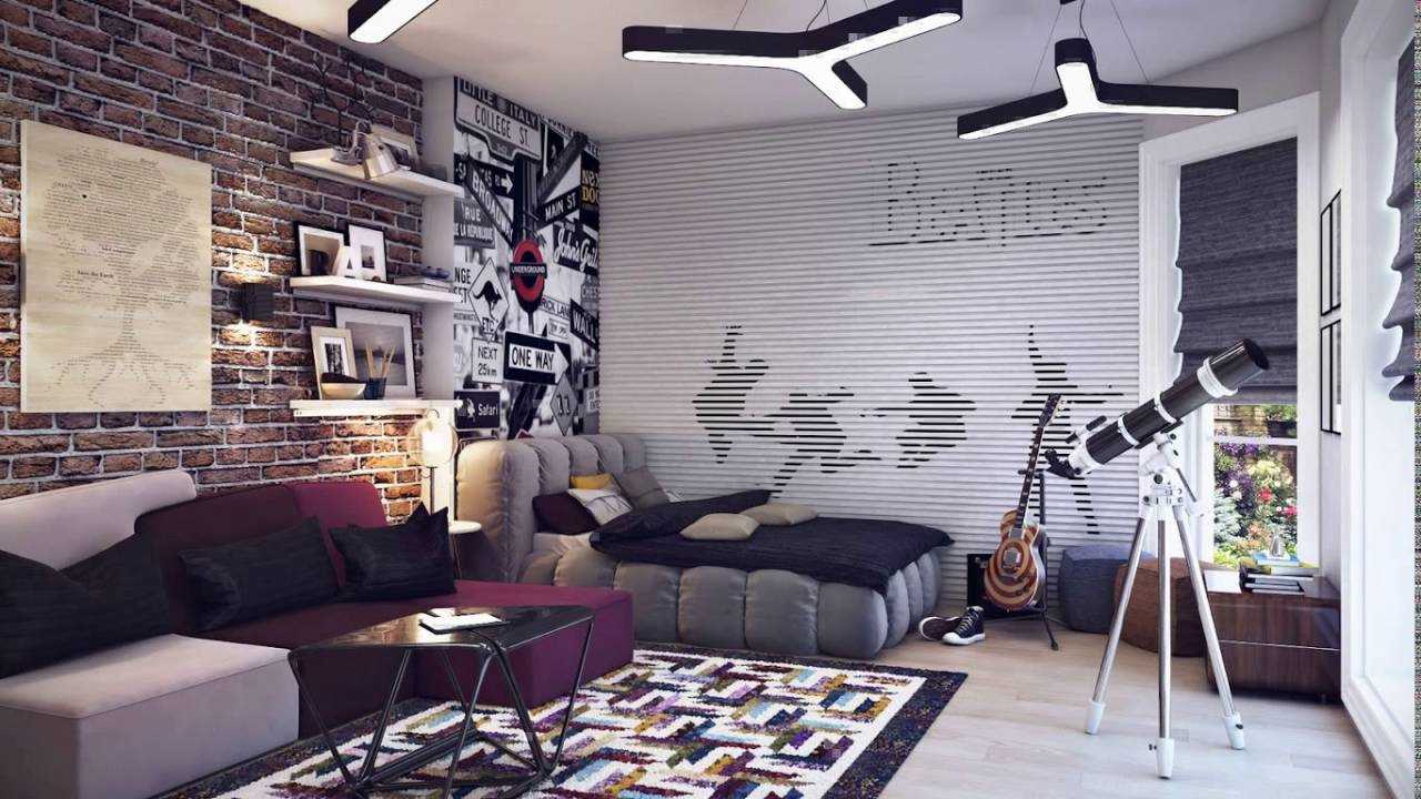 the idea of ​​a beautiful bedroom decor for a young man