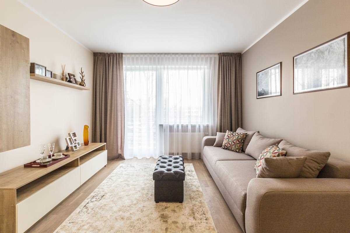 variant of an unusual combination of beige in the decor of the room