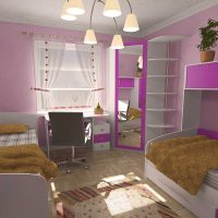 an example of a bright interior for a nursery for two girls picture