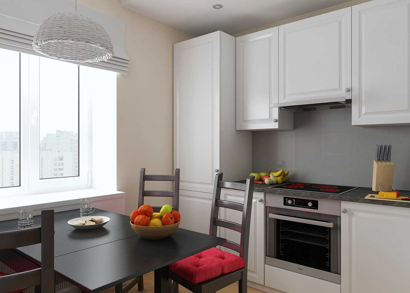 the idea of ​​a bright kitchen design of 8 sq.m