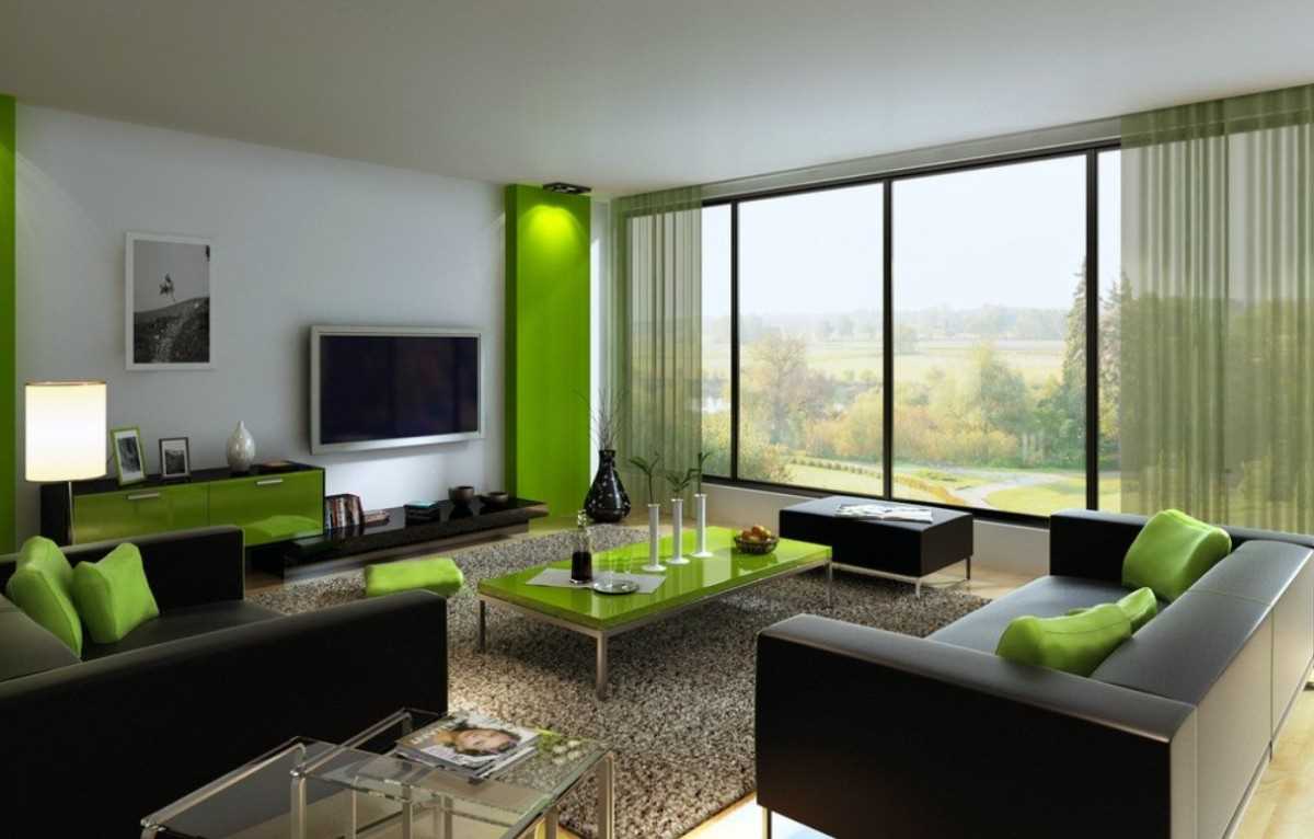 example of the use of green in a bright apartment design