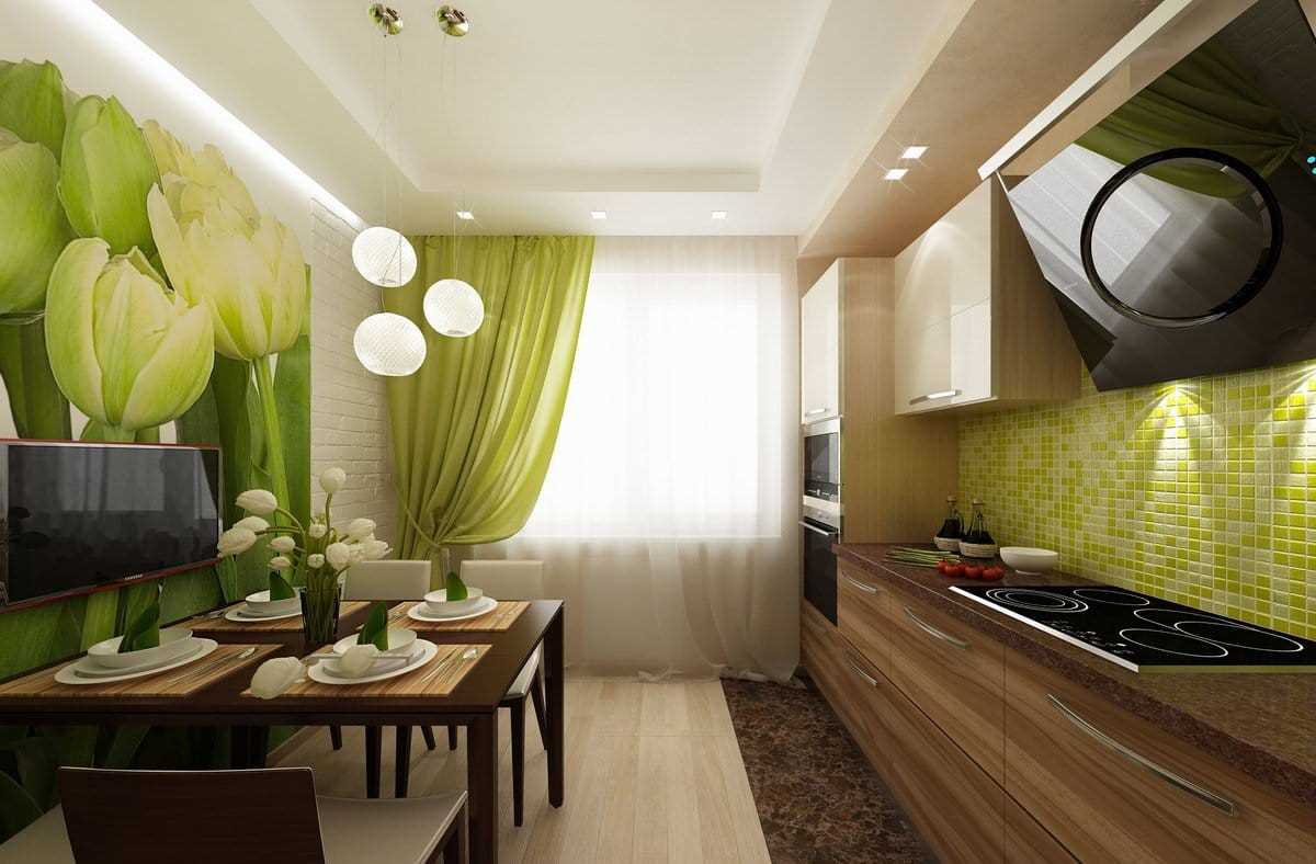 the option of using green in an unusual apartment decor