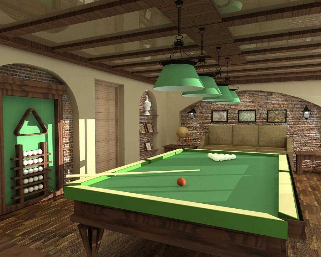 idea of ​​an unusual interior of a billiard room