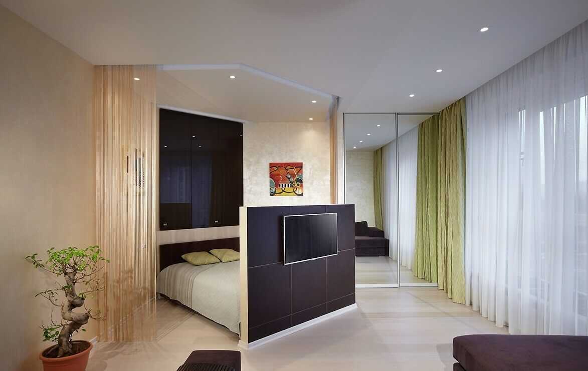 variante de l'intérieur inhabituel de la salle de séjour chambre à coucher 20 m²