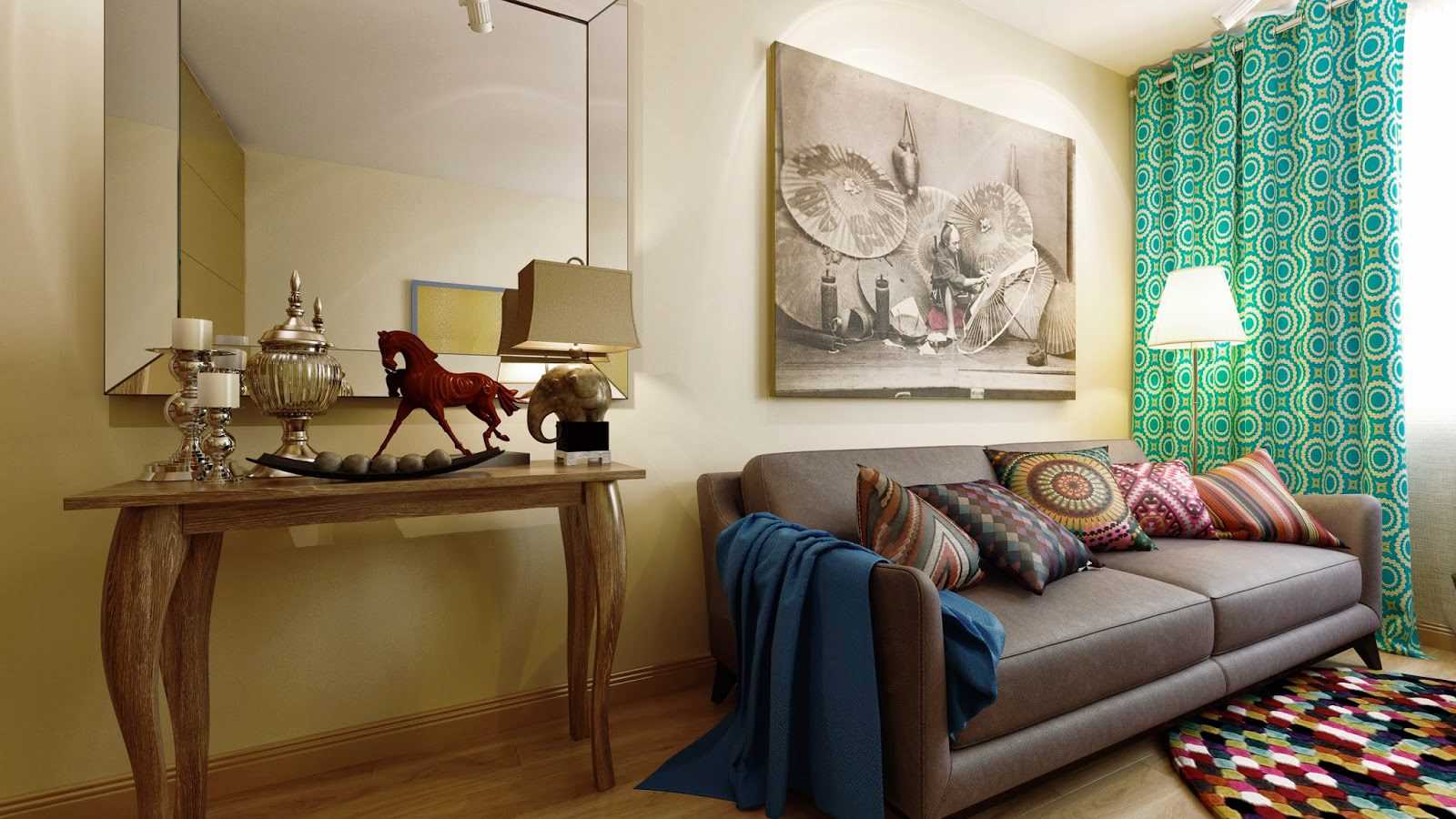 the idea of ​​a beautiful design bedroom living room