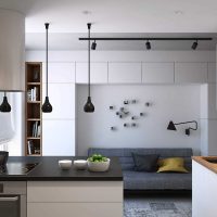 opzione di una cucina in stile luminoso di 14 mq