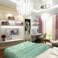 variant of a light bedroom design for a girl in a modern photo style