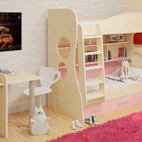 example of an unusual design of a children's room for two girls photo