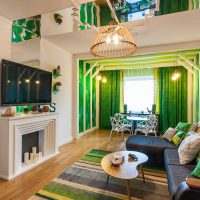 the idea of ​​a bright combination of color in the style of a modern apartment photo