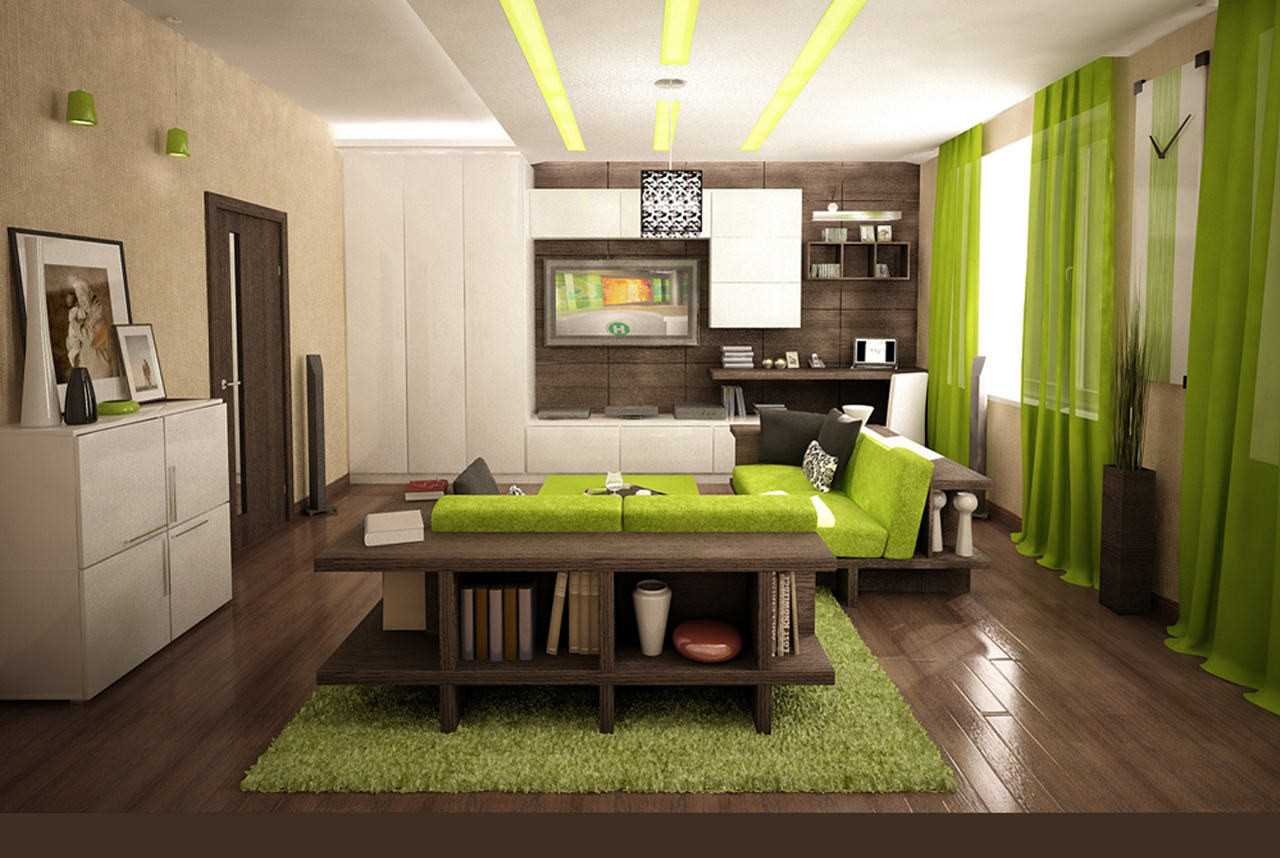 bright color combination in the interior of a modern apartment