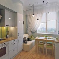 variant of a bright decor of the kitchen 14 sq.m photo