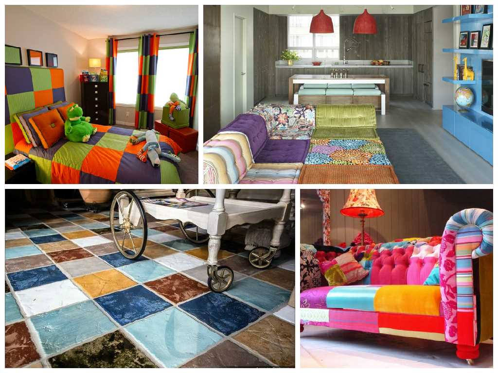 the idea of ​​a bright interior in a patchwork style bedroom