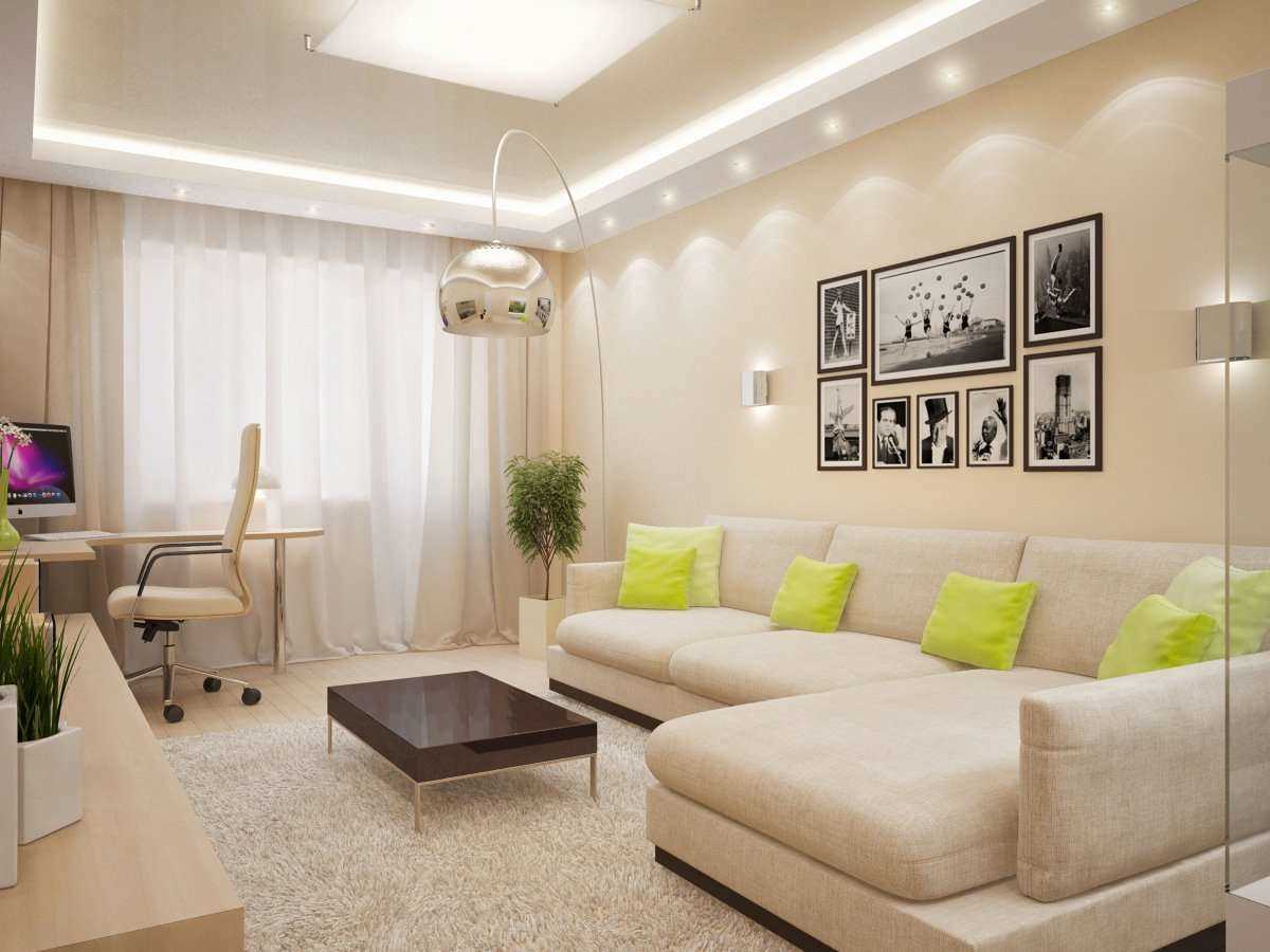 idea of ​​a bright decor of a living room of 18 sq.m.