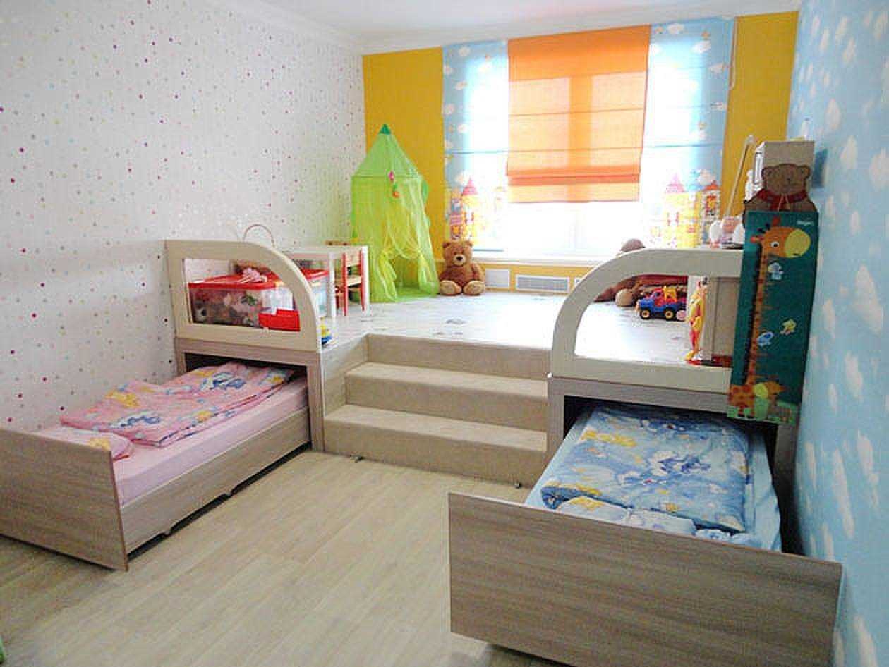 version of the unusual decor of a children's room for a girl of 12 sq.m