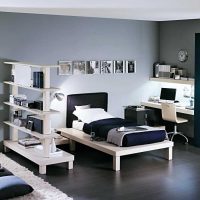 idea of ​​a bright bedroom interior for a young man photo
