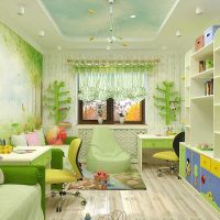 example of a beautiful style of a children's room for two children photo