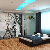 version of a light apartment design with wall painting photo