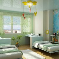 idea of ​​an unusual interior of a children's room for two children photo
