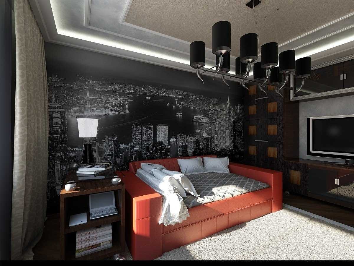 the idea of ​​a bright bedroom interior for a young man