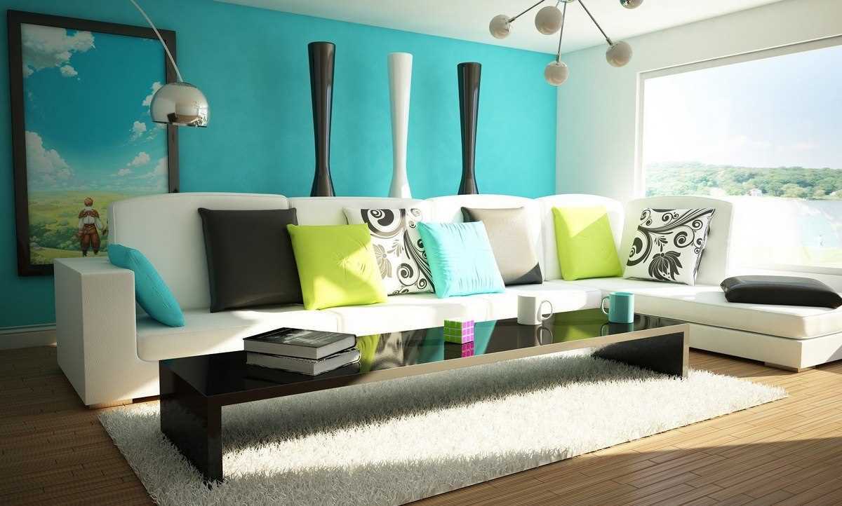 idea di una combinazione di colori vivaci nello stile di una stanza moderna