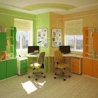idea of ​​a bright interior of a children's room for two children photo