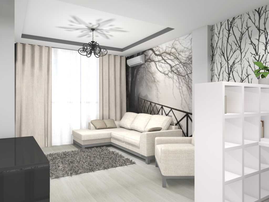 variant of a beautiful design of a two-room apartment