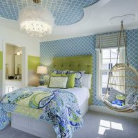 version of the bright decor of a children's room for a girl 12 sq. m. photo
