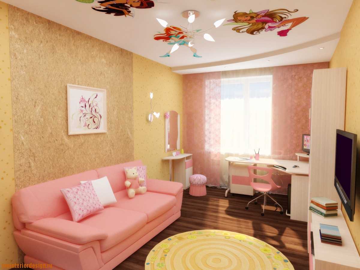 the idea of ​​a beautiful style of a children's room for a girl of 12 sq.m