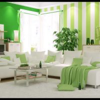 the idea of ​​using green in a light room design picture