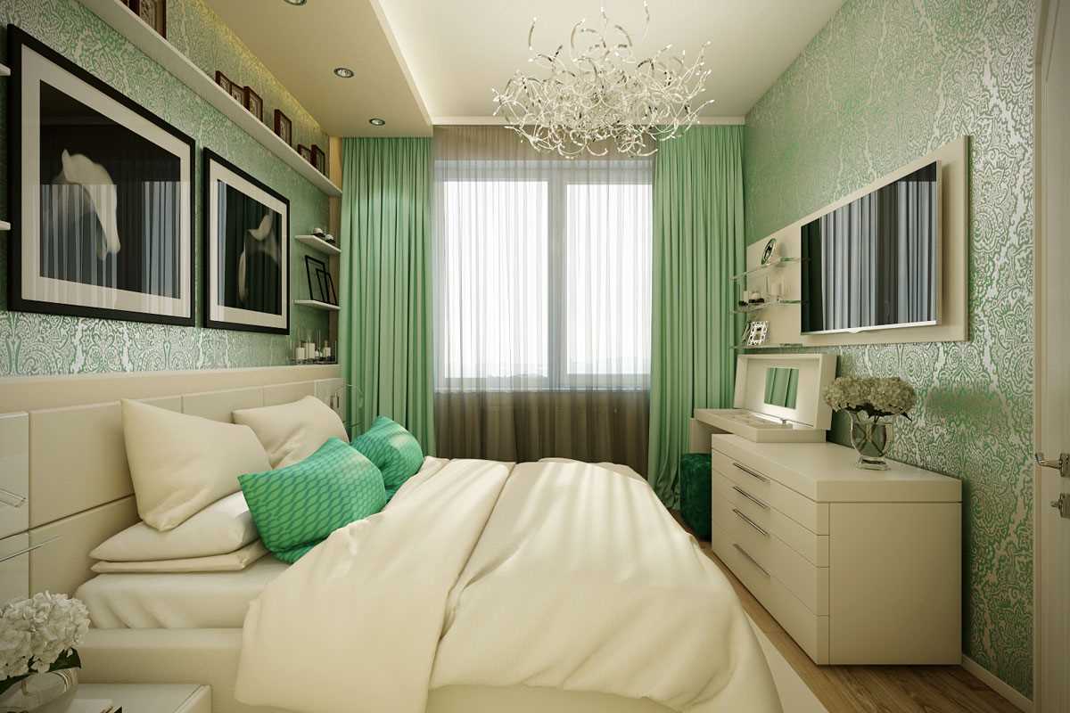 the idea of ​​using green in a bright interior of an apartment