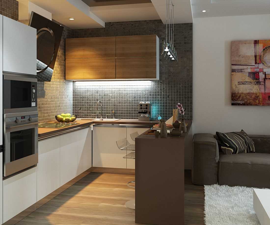 the idea of ​​a bright interior kitchen 14 sq.m