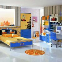 example of a bright decor of a children's room for two children photo