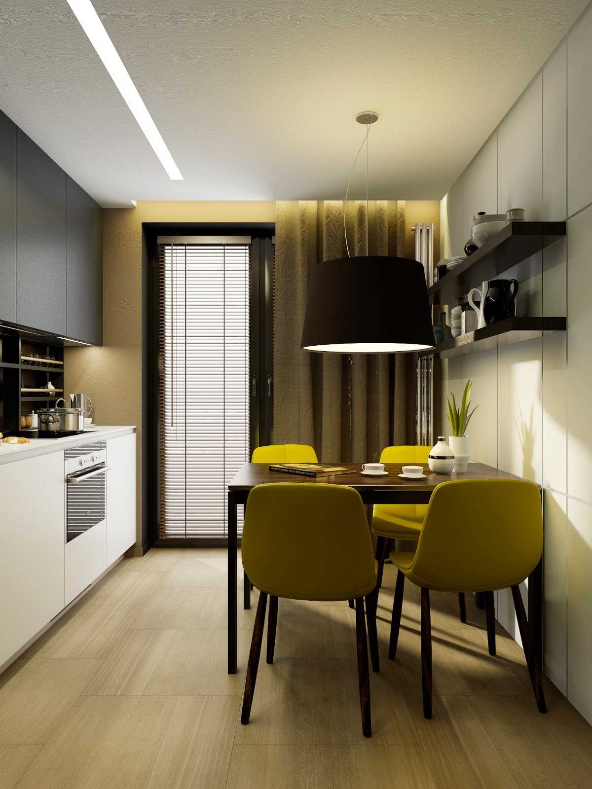 the idea of ​​an unusual kitchen decor 9 sq.m
