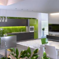 green application in an unusual interior of a room photo