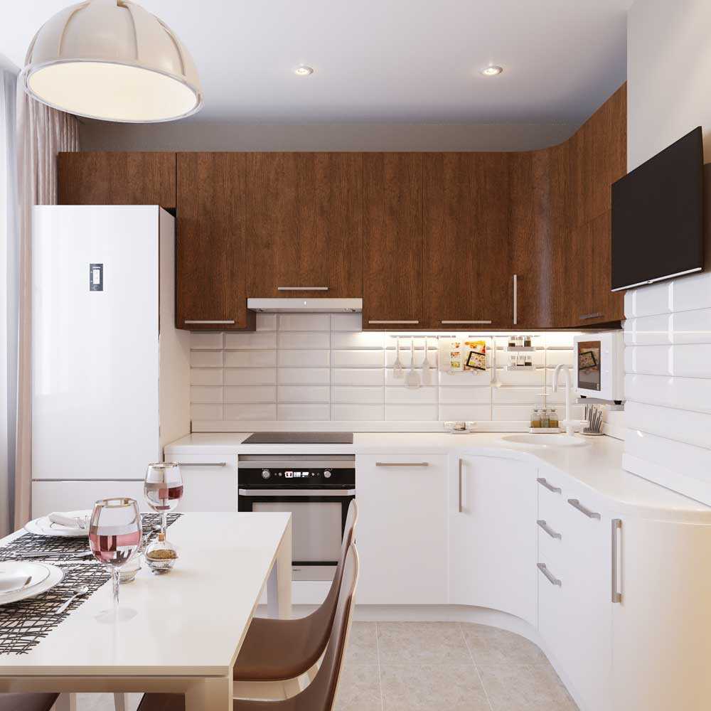 An example of a bright kitchen interior of 8 sq.m