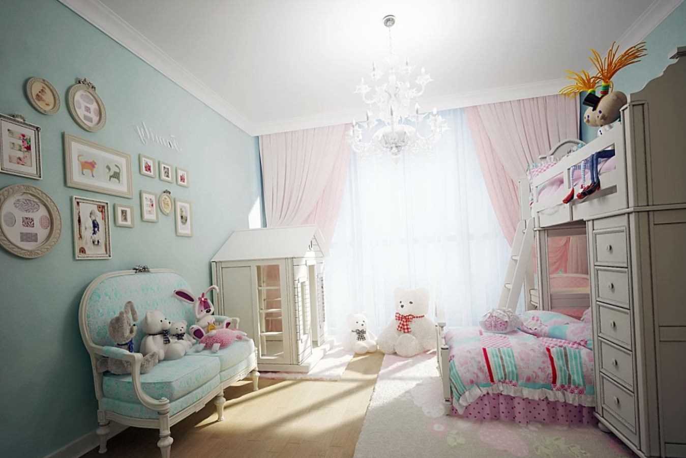 option of a bright style nursery for two girls