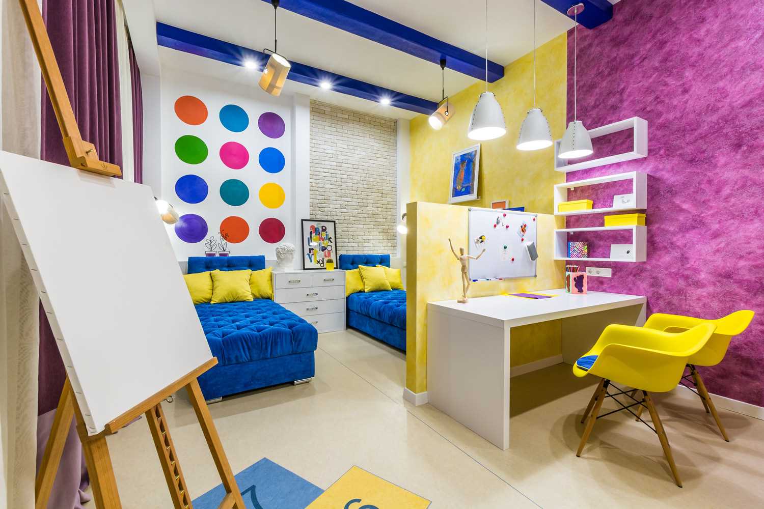the idea of ​​a bright interior for a children's room for two girls