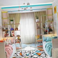 opzione di design luminoso per una camera per bambini per due bambini