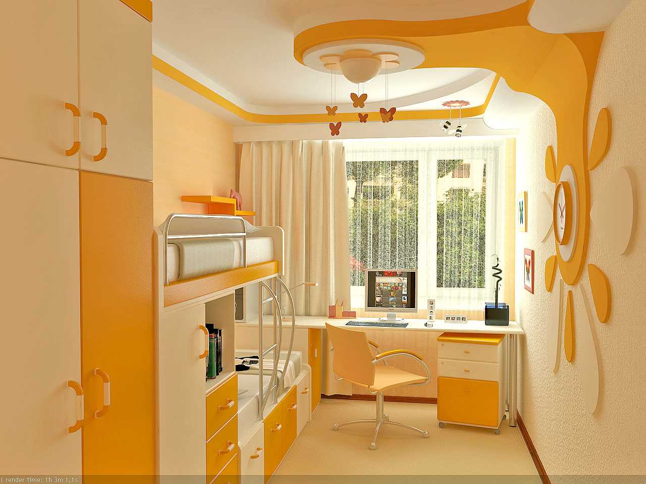 option for a bright decor of a children's room for two girls