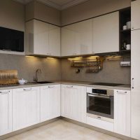 an example of a bright style of the kitchen 14 sq.m photo