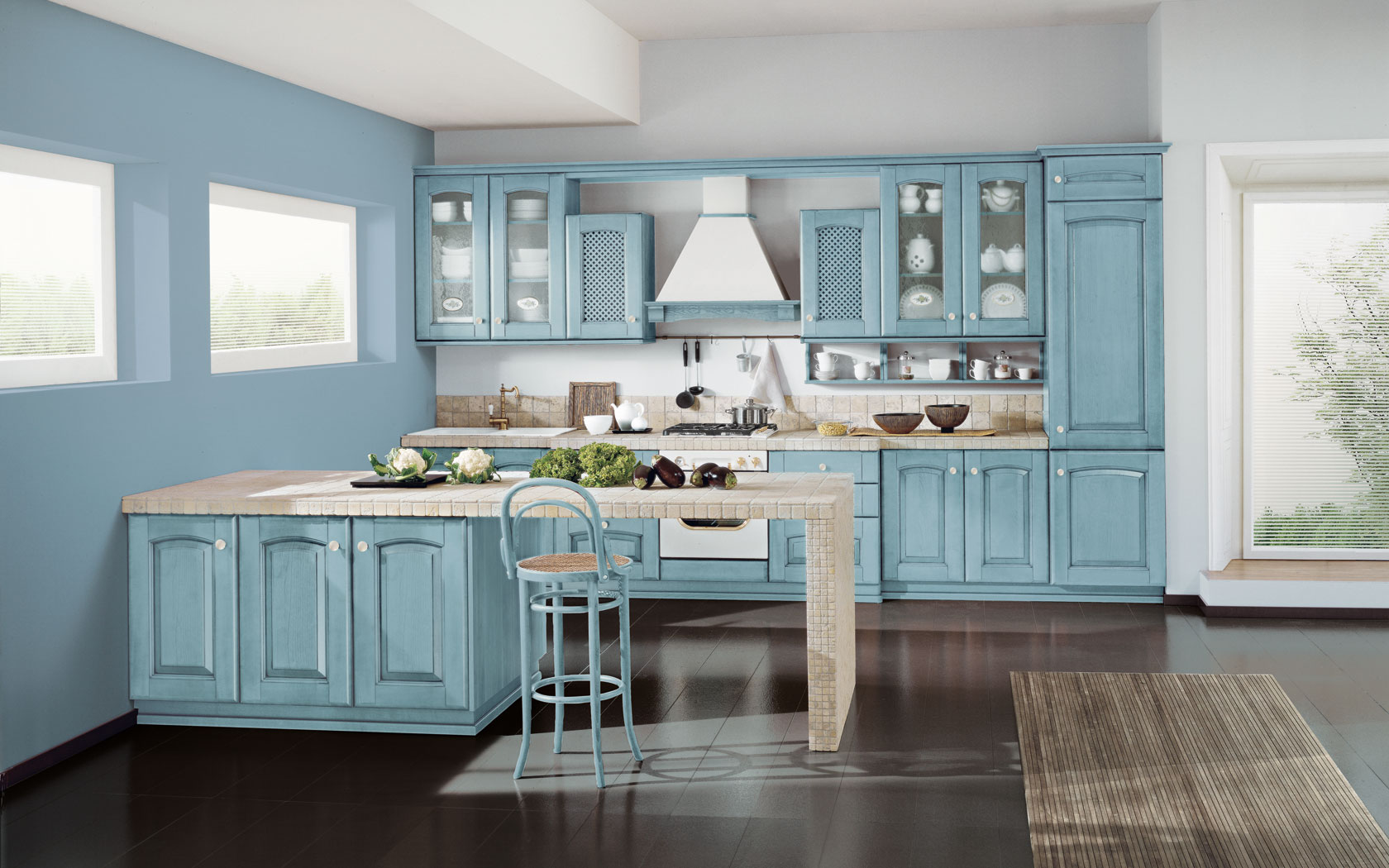 use case of unusual blue color in the style of the house