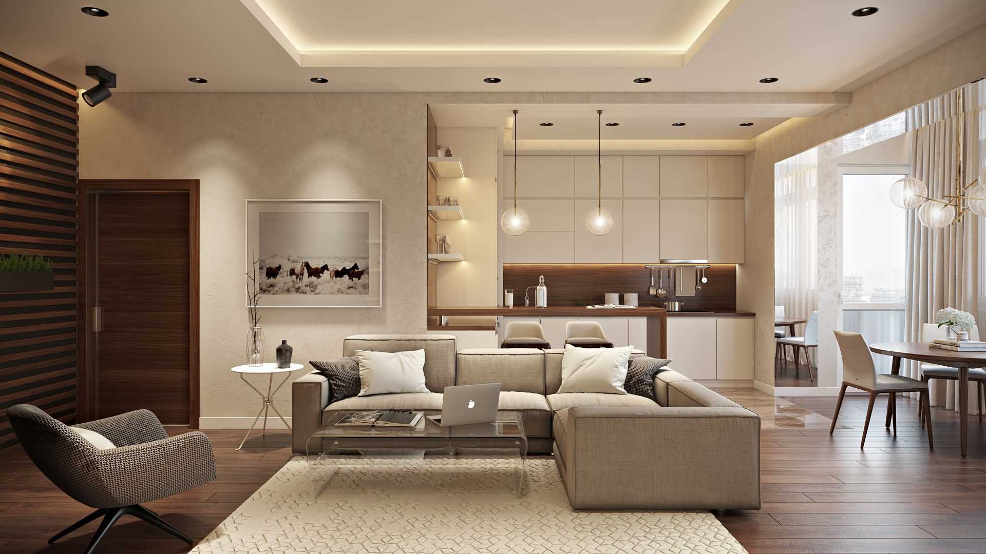 option of using light design in a beautiful apartment interior