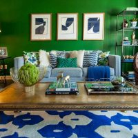 idea of ​​using green color in an unusual interior of an apartment photo