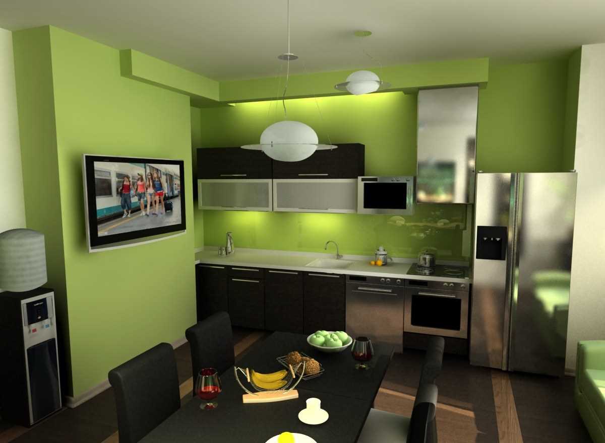green application in an unusual apartment interior